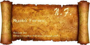 Nyakó Ferenc névjegykártya